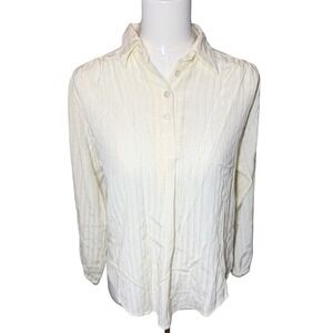 Vintage General Store Cream Crinkle Textured Blouse Size 7  Med Union Cottage